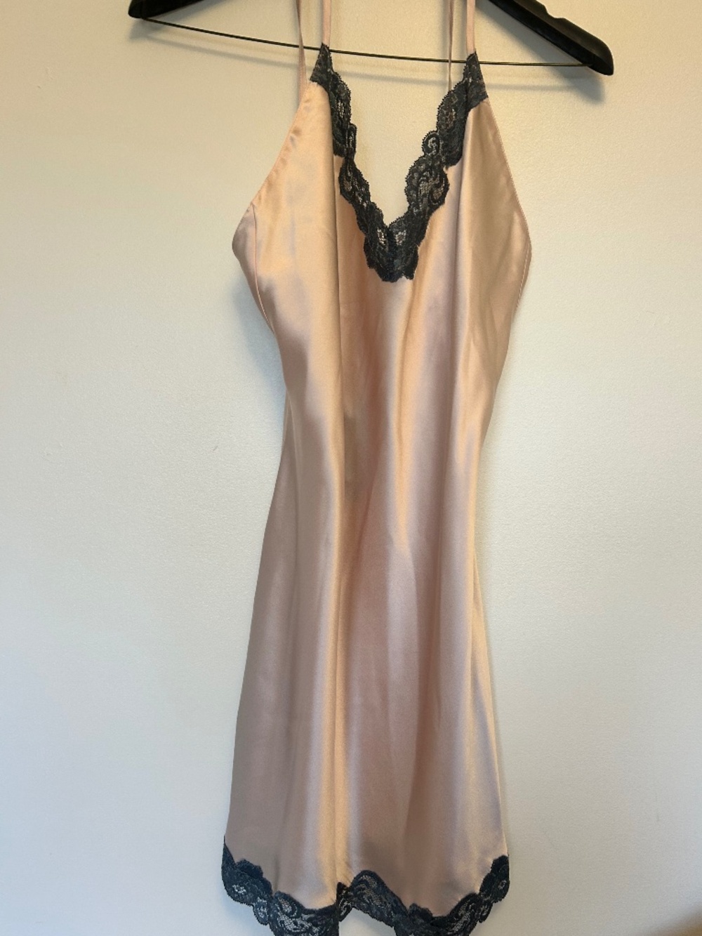 Christine Lingerie Pink Silk Lace Adjustable Strap Chemise Slip Dress L Luxury